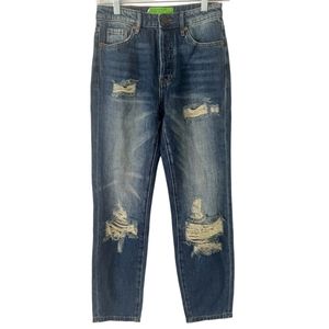 NWT Sandrine Rose x Free People Mid Rise Distressed Slim Straight Jeans Size 27